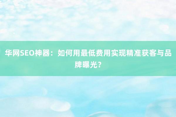 华网SEO神器：如何用最低费用实现精准获客与品牌曝光？