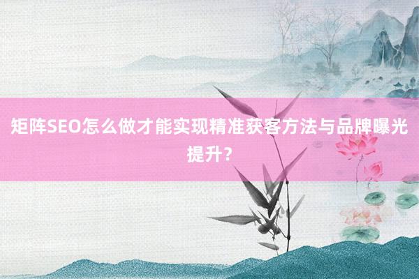 矩阵SEO怎么做才能实现精准获客方法与品牌曝光提升？