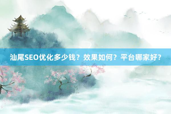 汕尾SEO优化多少钱？效果如何？平台哪家好？