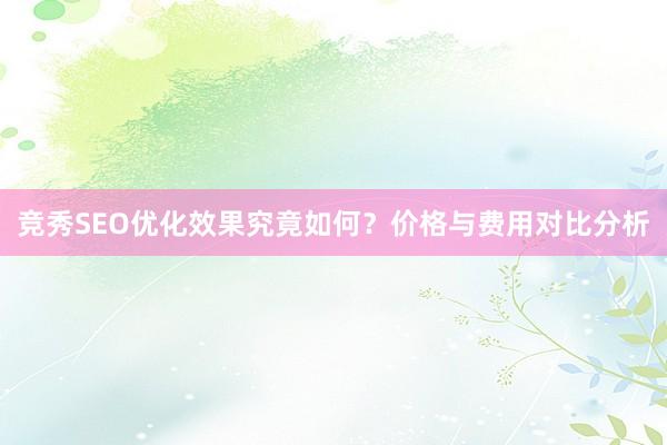 竞秀SEO优化效果究竟如何？价格与费用对比分析