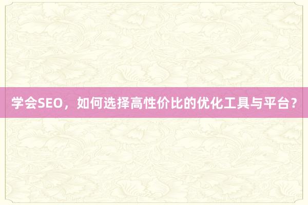 学会SEO，如何选择高性价比的优化工具与平台？