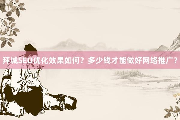 拜城SEO优化效果如何？多少钱才能做好网络推广？
