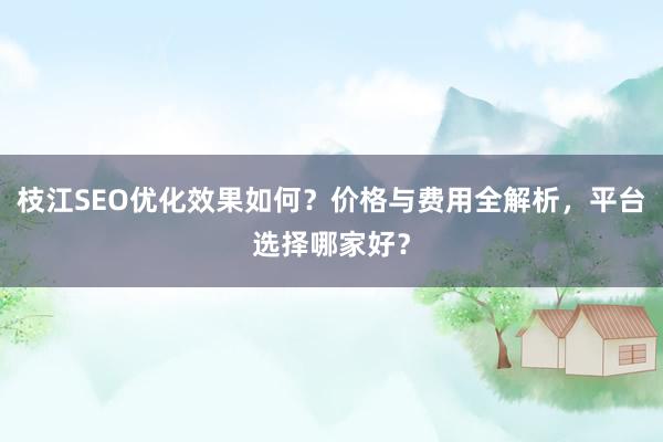 枝江SEO优化效果如何？价格与费用全解析，平台选择哪家好？
