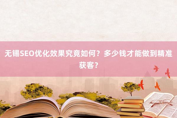 无锡SEO优化效果究竟如何？多少钱才能做到精准获客？