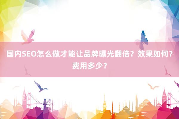 国内SEO怎么做才能让品牌曝光翻倍？效果如何？费用多少？