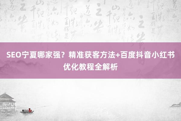 SEO宁夏哪家强？精准获客方法+百度抖音小红书优化教程全解析