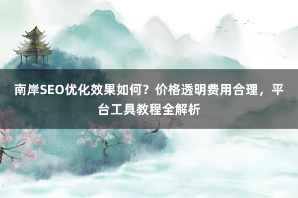 南岸SEO优化效果如何？价格透明费用合理，平台工具教程全解析