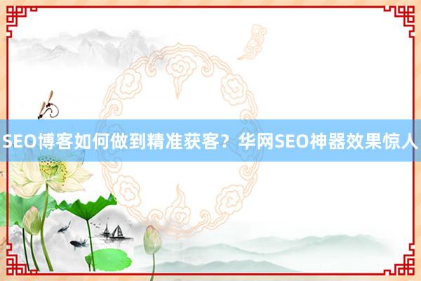 SEO博客如何做到精准获客？华网SEO神器效果惊人