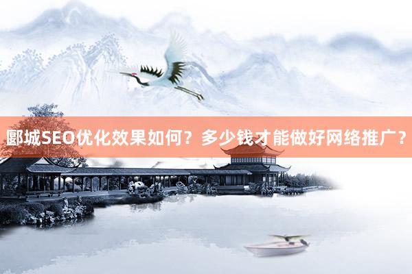 郾城SEO优化效果如何？多少钱才能做好网络推广？