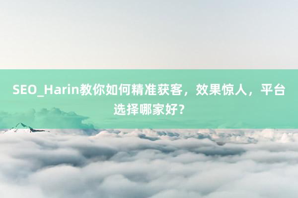 SEO_Harin教你如何精准获客，效果惊人，平台选择哪家好？