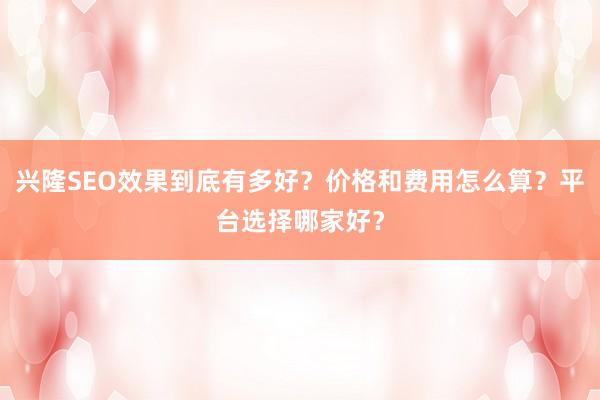 兴隆SEO效果到底有多好？价格和费用怎么算？平台选择哪家好？