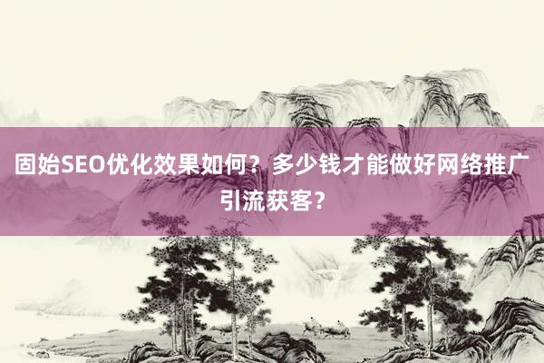 固始SEO优化效果如何？多少钱才能做好网络推广引流获客？