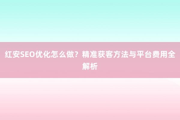 红安SEO优化怎么做？精准获客方法与平台费用全解析