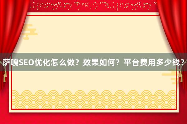 萨嘎SEO优化怎么做？效果如何？平台费用多少钱？