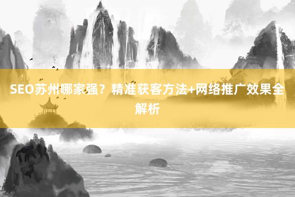 SEO苏州哪家强？精准获客方法+网络推广效果全解析