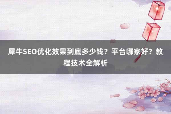 犀牛SEO优化效果到底多少钱？平台哪家好？教程技术全解析