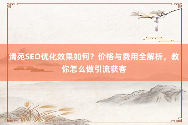 清苑SEO优化效果如何？价格与费用全解析，教你怎么做引流获客