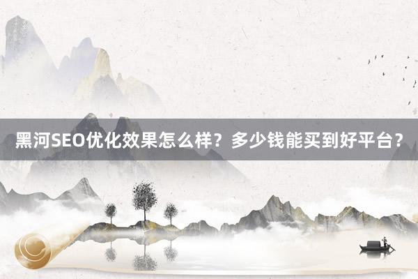 黑河SEO优化效果怎么样？多少钱能买到好平台？
