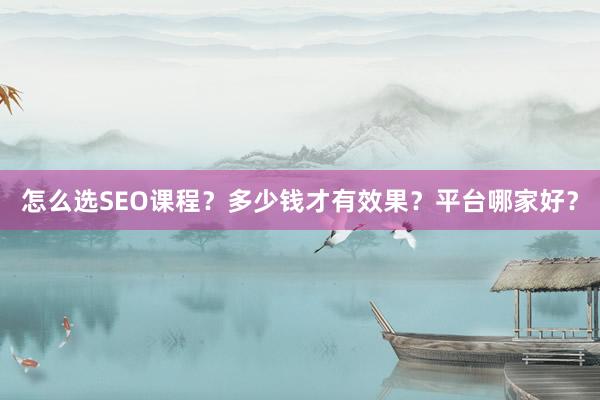 怎么选SEO课程？多少钱才有效果？平台哪家好？