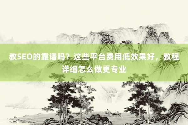 教SEO的靠谱吗？这些平台费用低效果好，教程详细怎么做更专业
