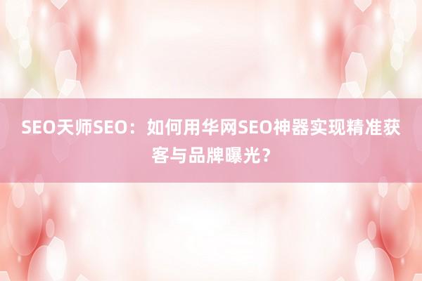 SEO天师SEO：如何用华网SEO神器实现精准获客与品牌曝光？