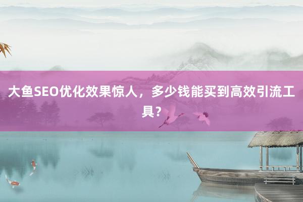 大鱼SEO优化效果惊人，多少钱能买到高效引流工具？