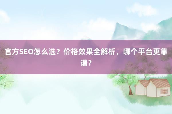 官方SEO怎么选？价格效果全解析，哪个平台更靠谱？
