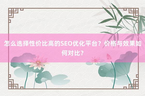 怎么选择性价比高的SEO优化平台？价格与效果如何对比？