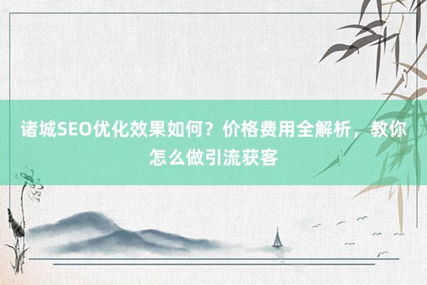 诸城SEO优化效果如何？价格费用全解析，教你怎么做引流获客