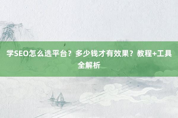学SEO怎么选平台？多少钱才有效果？教程+工具全解析