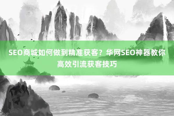 SEO商城如何做到精准获客？华网SEO神器教你高效引流获客技巧
