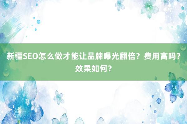 新疆SEO怎么做才能让品牌曝光翻倍？费用高吗？效果如何？