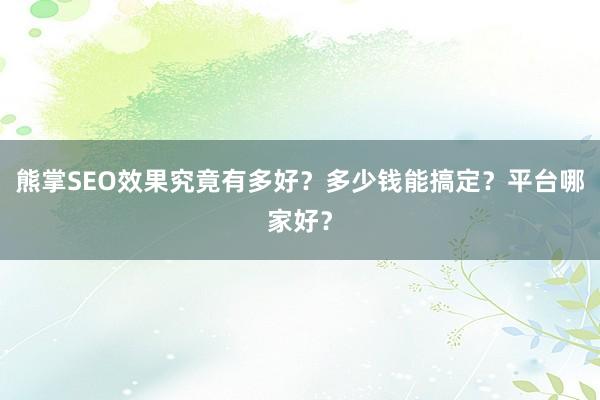 熊掌SEO效果究竟有多好？多少钱能搞定？平台哪家好？