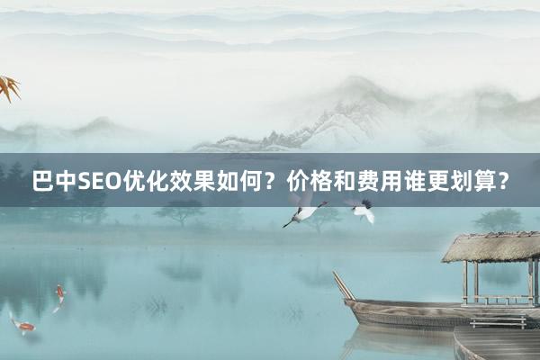 巴中SEO优化效果如何？价格和费用谁更划算？