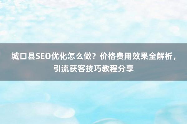 城口县SEO优化怎么做？价格费用效果全解析，引流获客技巧教程分享