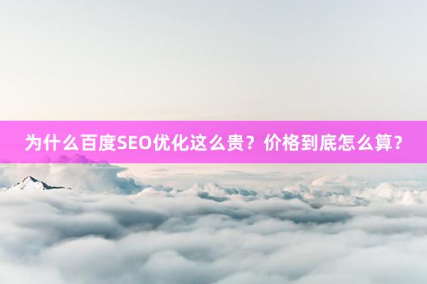 为什么百度SEO优化这么贵？价格到底怎么算？
