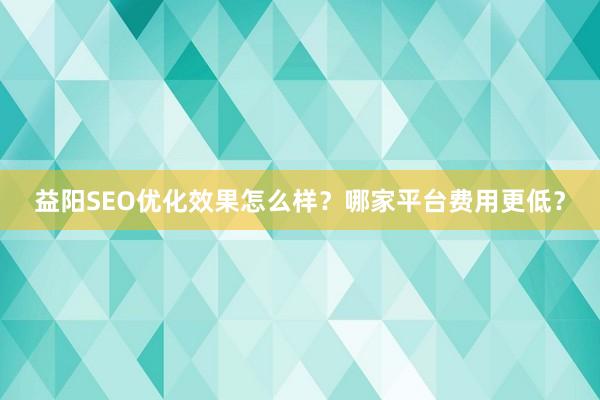 益阳SEO优化效果怎么样？哪家平台费用更低？