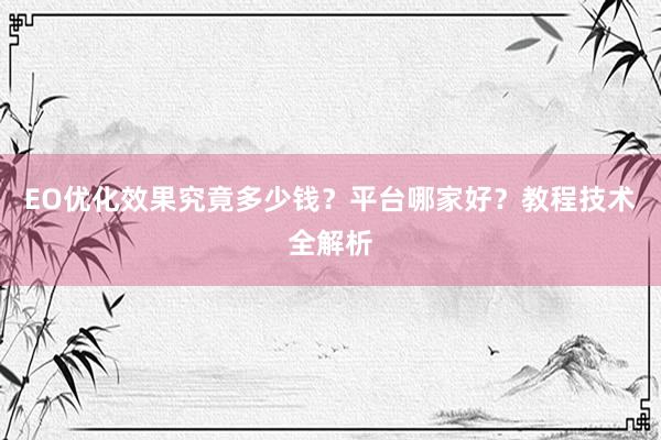 EO优化效果究竟多少钱？平台哪家好？教程技术全解析