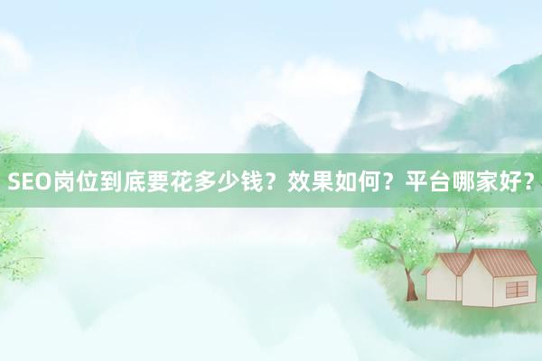 SEO岗位到底要花多少钱？效果如何？平台哪家好？