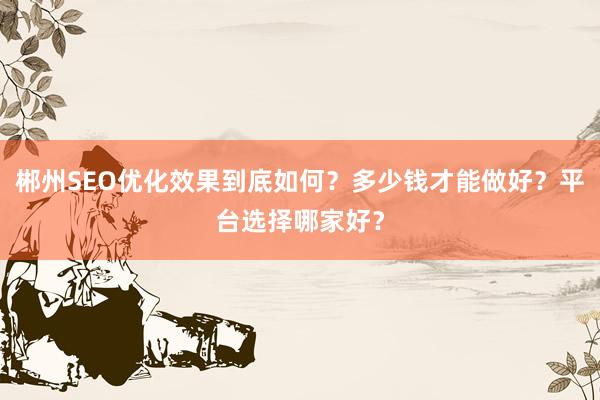 郴州SEO优化效果到底如何？多少钱才能做好？平台选择哪家好？